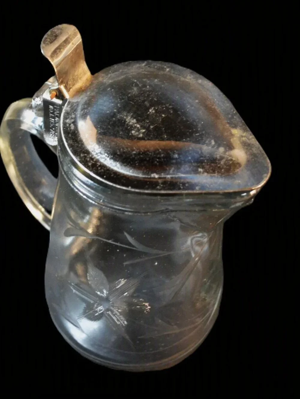 Antique Syrup Dispenser Etched Pattern Pat Date 1914 Kitchen Decor
